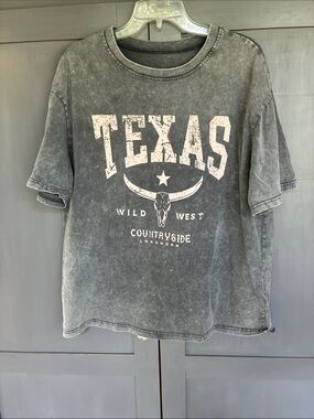 Texas oversized medium  Countryside  Longhorn Graphic Tee - Charcoal Gray